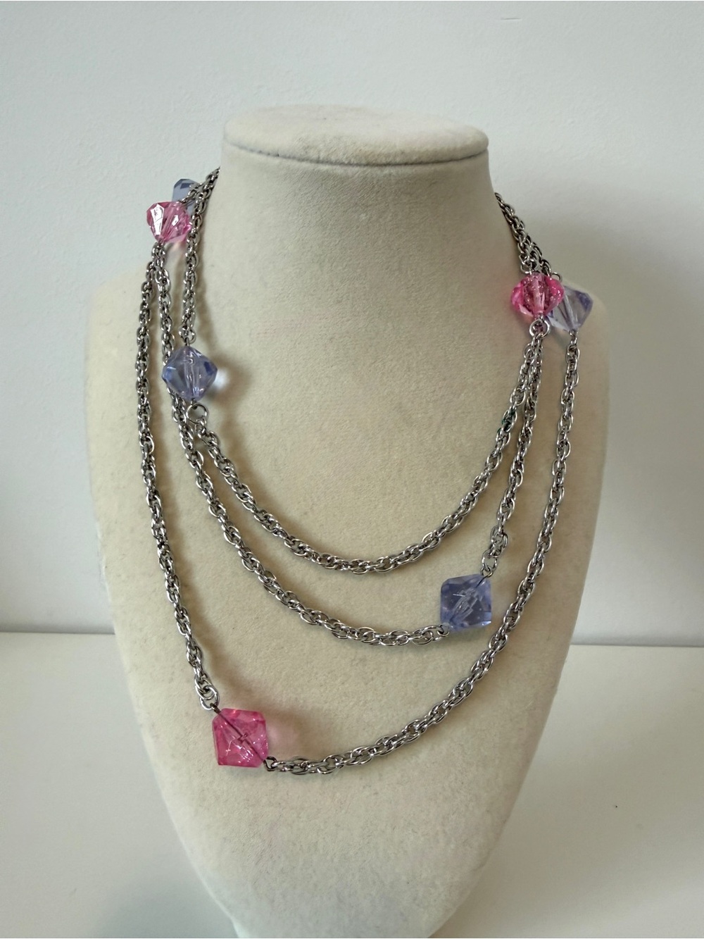 Multi-Strand Pink & Lavender Bead Necklace